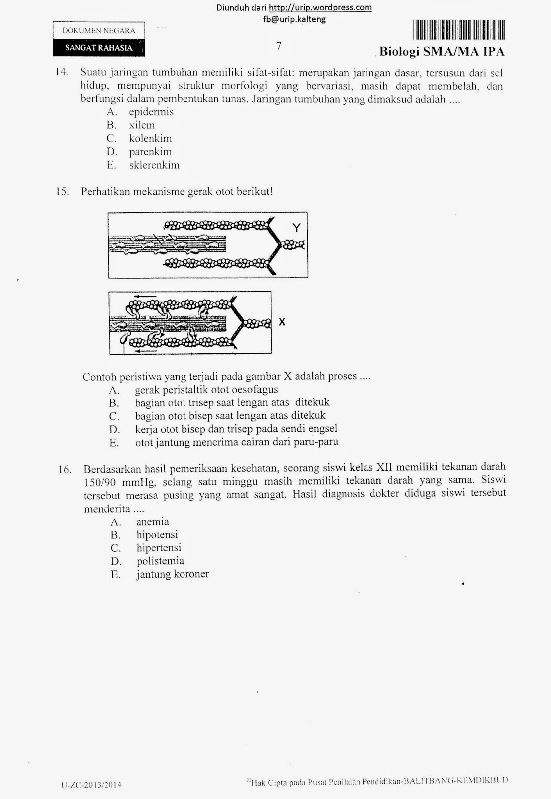 BIOLOGI GONZAGA CONTOH SOAL TRY OUT BIOLOGI UN 2015