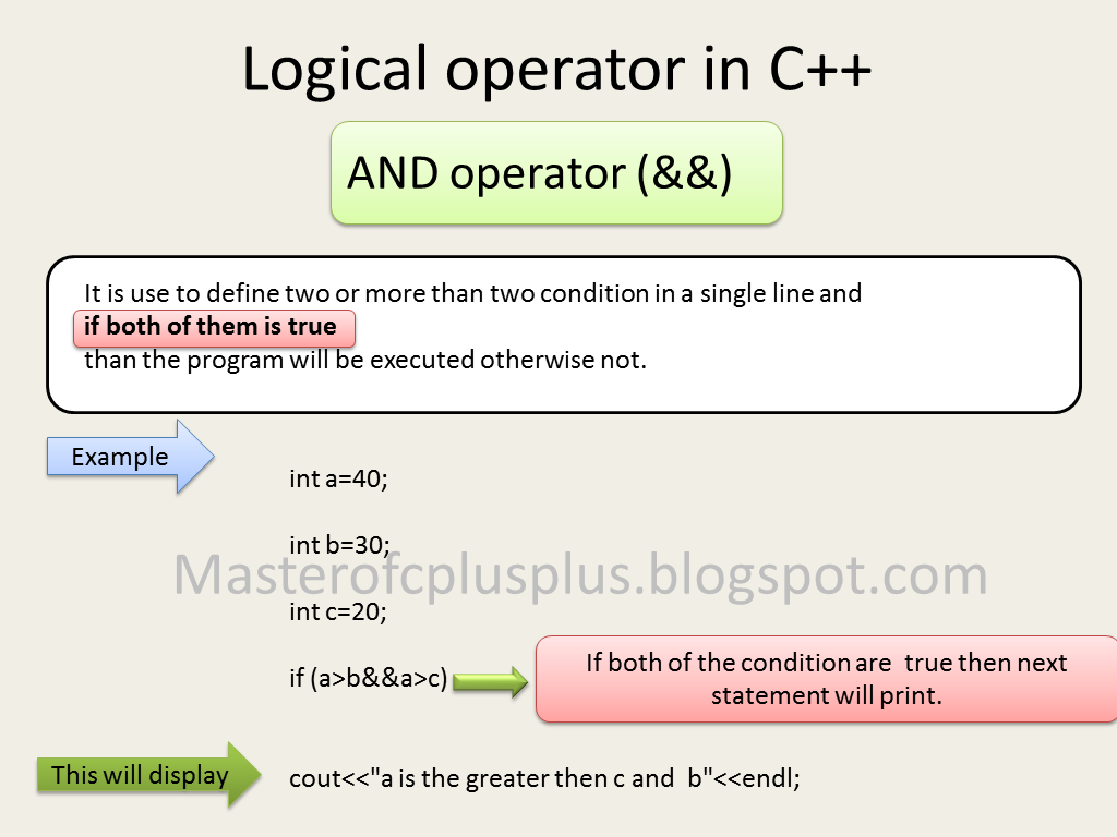 Logical operator in C++ ,OR operator,And operator - Master of Cplusplus