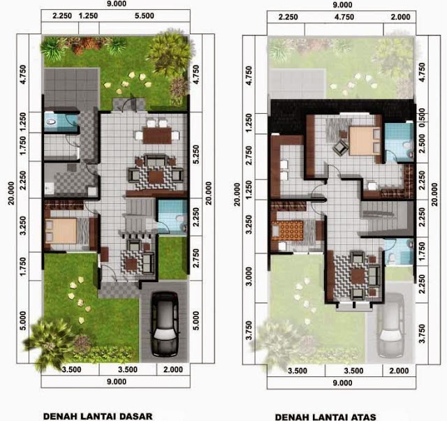 Desain 3D Denah Rumah 2 Lantai | Desain Denah Rumah ...