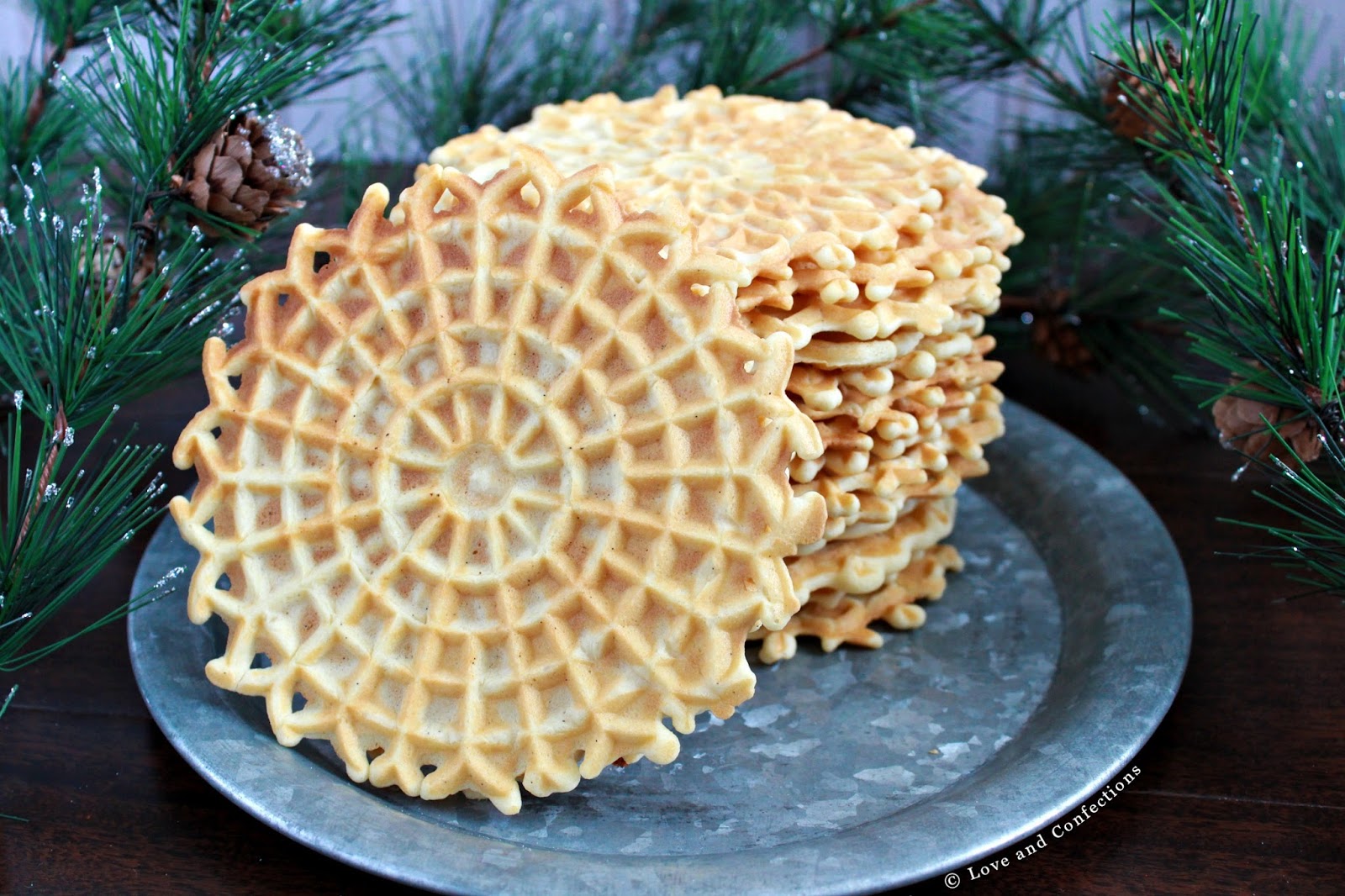 Vanilla Bean Pizzelles #ChristmasCookies - Love and Confections