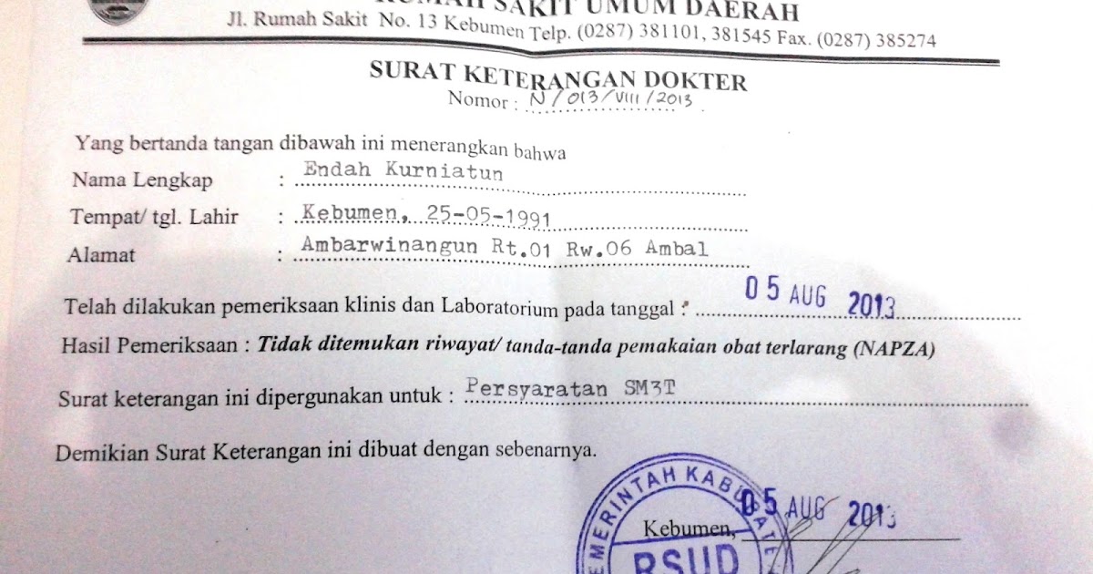 Contoh Surat Keterangan Berobat Dari Dokter - Contoh Surat