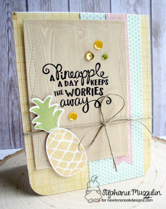 Pineapple card by Stephanie Muzzulin | Pineapple Delight Stamp set by Newton's Nook Designs #newtonsnook