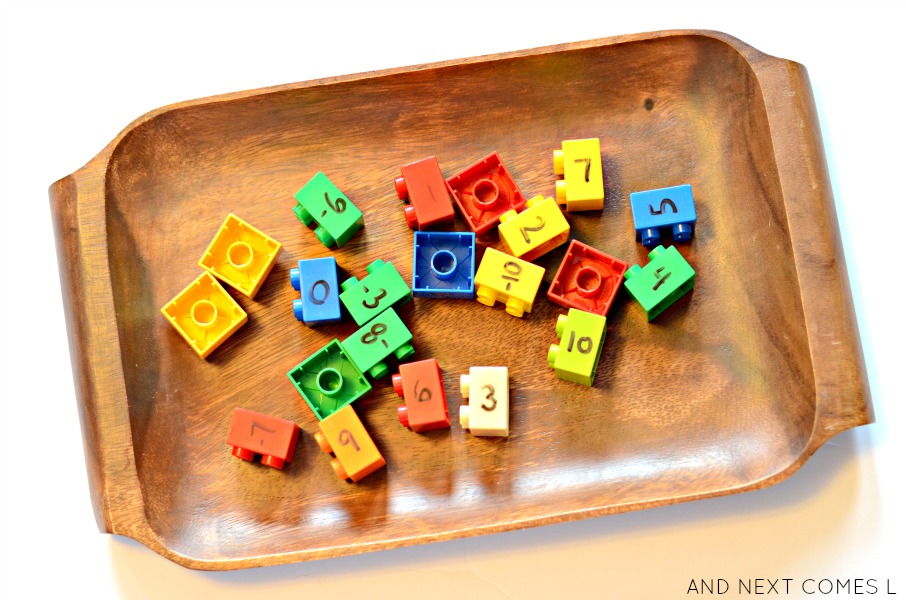 LEGO elementary math tray: learning about integers from And Next Comes L