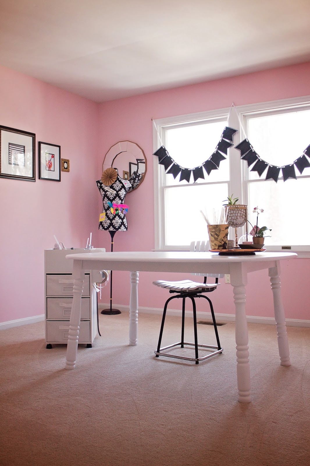 Pink Craft Room Reveal Tweaking the Design Shipwrecked on Fabulous Island