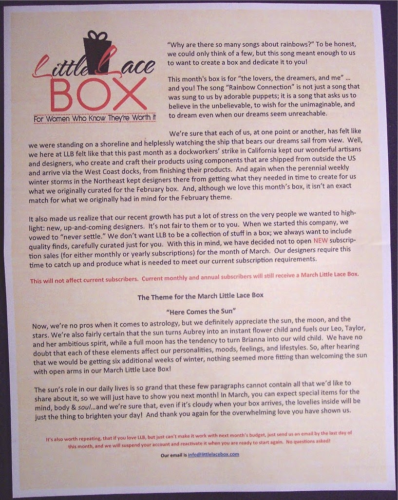 Lone Star Shopper Little Lace Box Review, February 2015 + 10 Discount