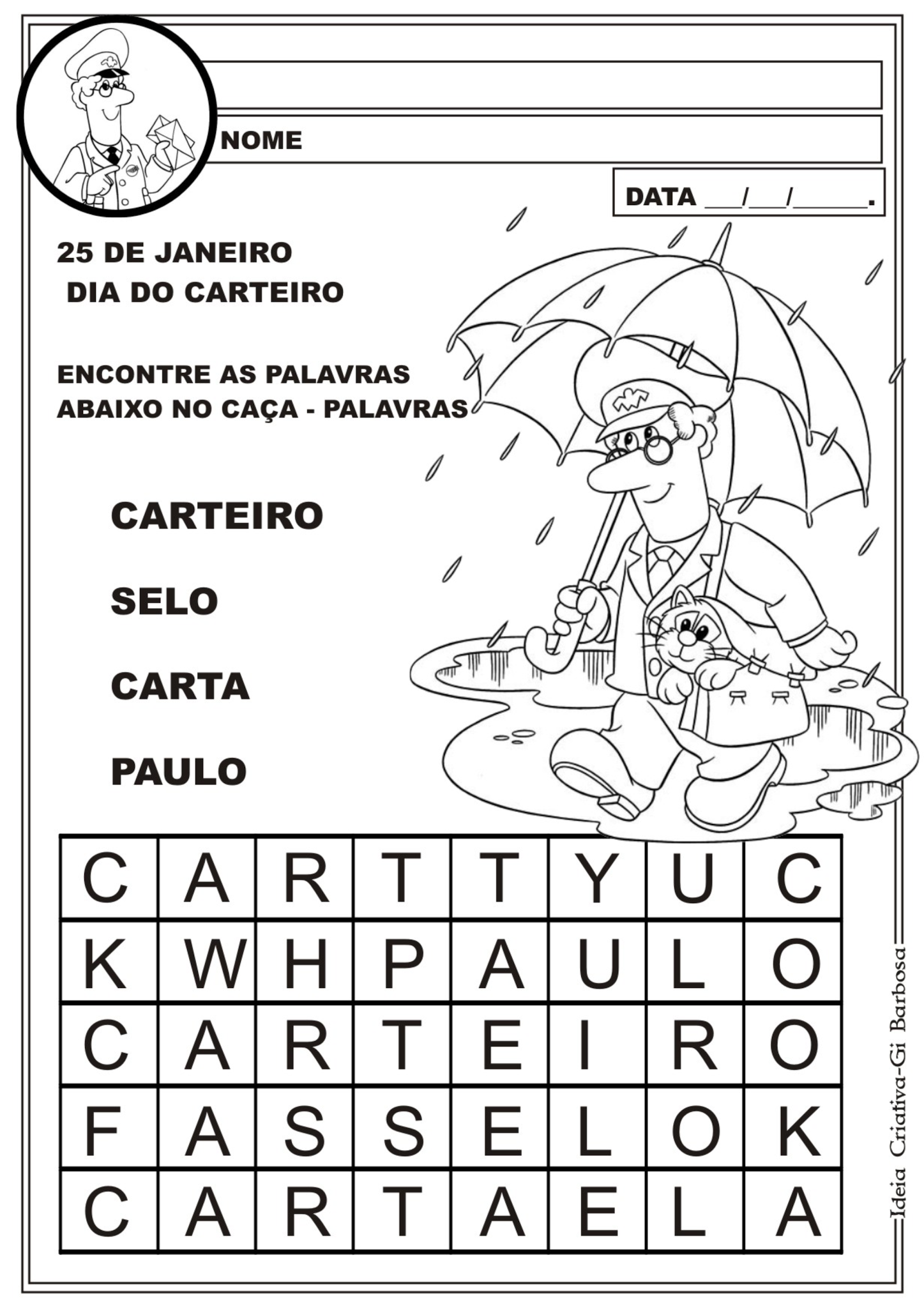 Caça-palavras de carnaval - fácil  Caça-palavras, Palavras, Atividades  carta