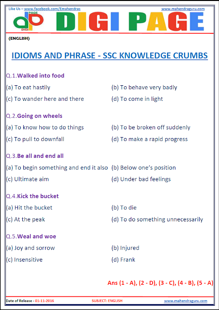 DP | IDIOMS & PHRASE | 1 - Nov - 16