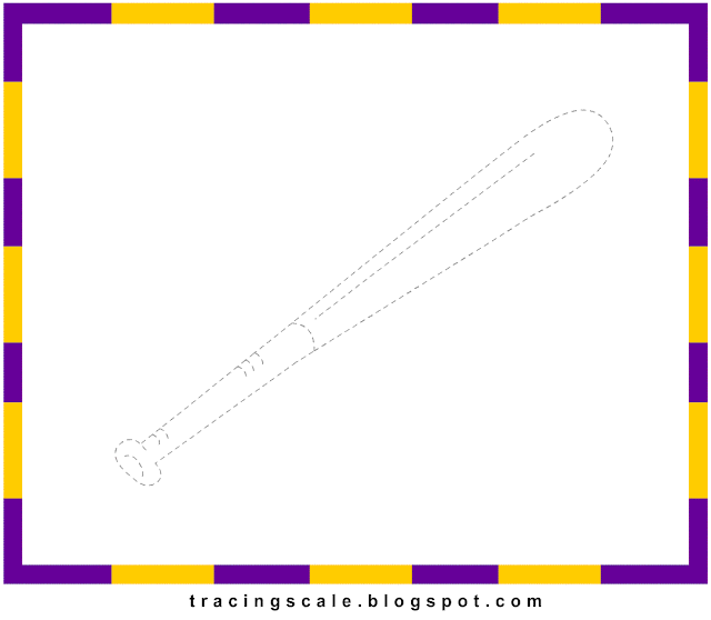 Free Tracing worksheet Printable: Baseball Bat Tracing