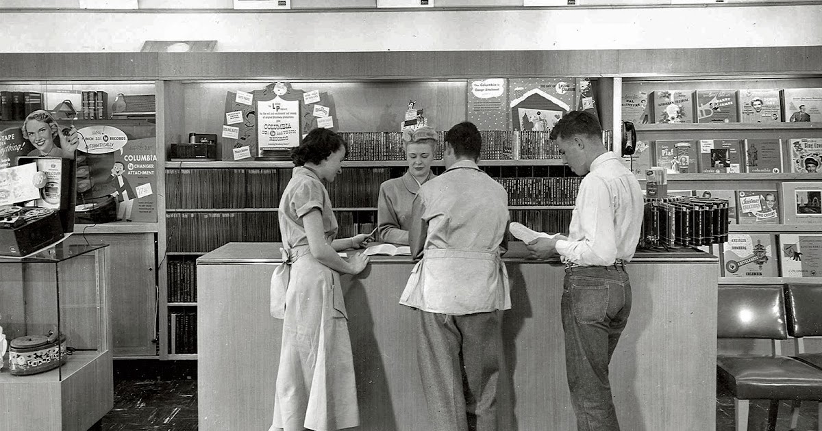vintage everyday: Interior of the Holiday Shop record and camera store, Kansas, ca. 1950-51