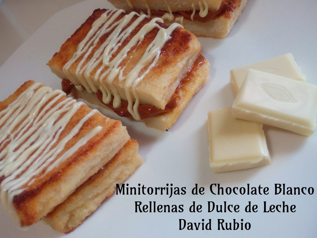 Minitorrijas de Chocolate Blanco y Rellenas de Dulce de Leche