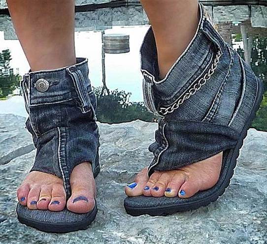 How to Recycle: Cool Recycled Denim Sandal Boots