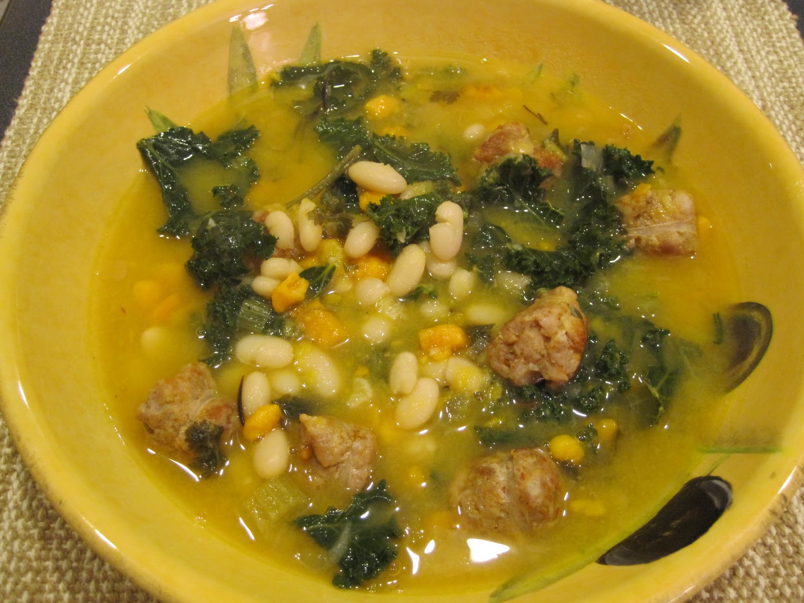Easy Dairy Free Sausage, Kale, White Bean Soup