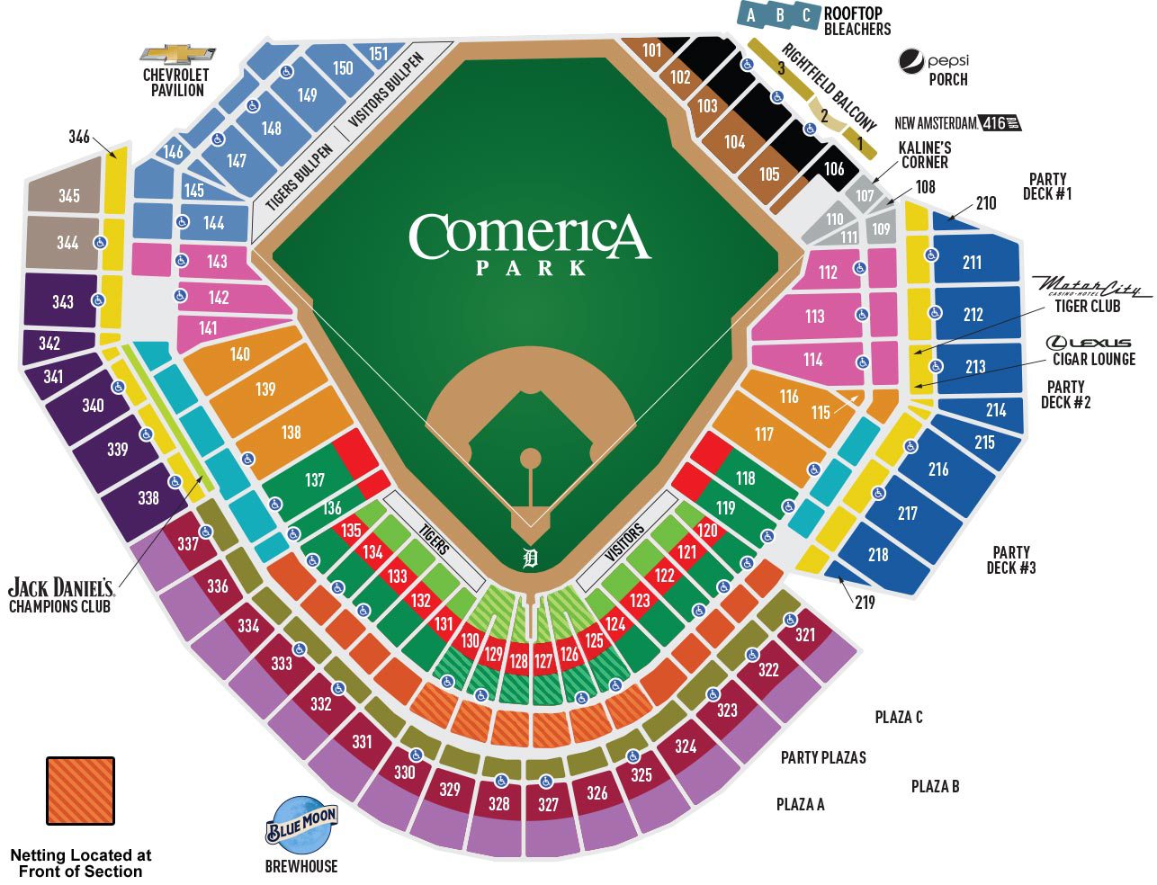 Comerica Park Seating Chart With Rows And Seat Numbers