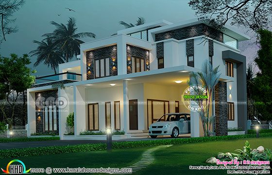 5 bedroom luxurious contemporary model flat roof house.