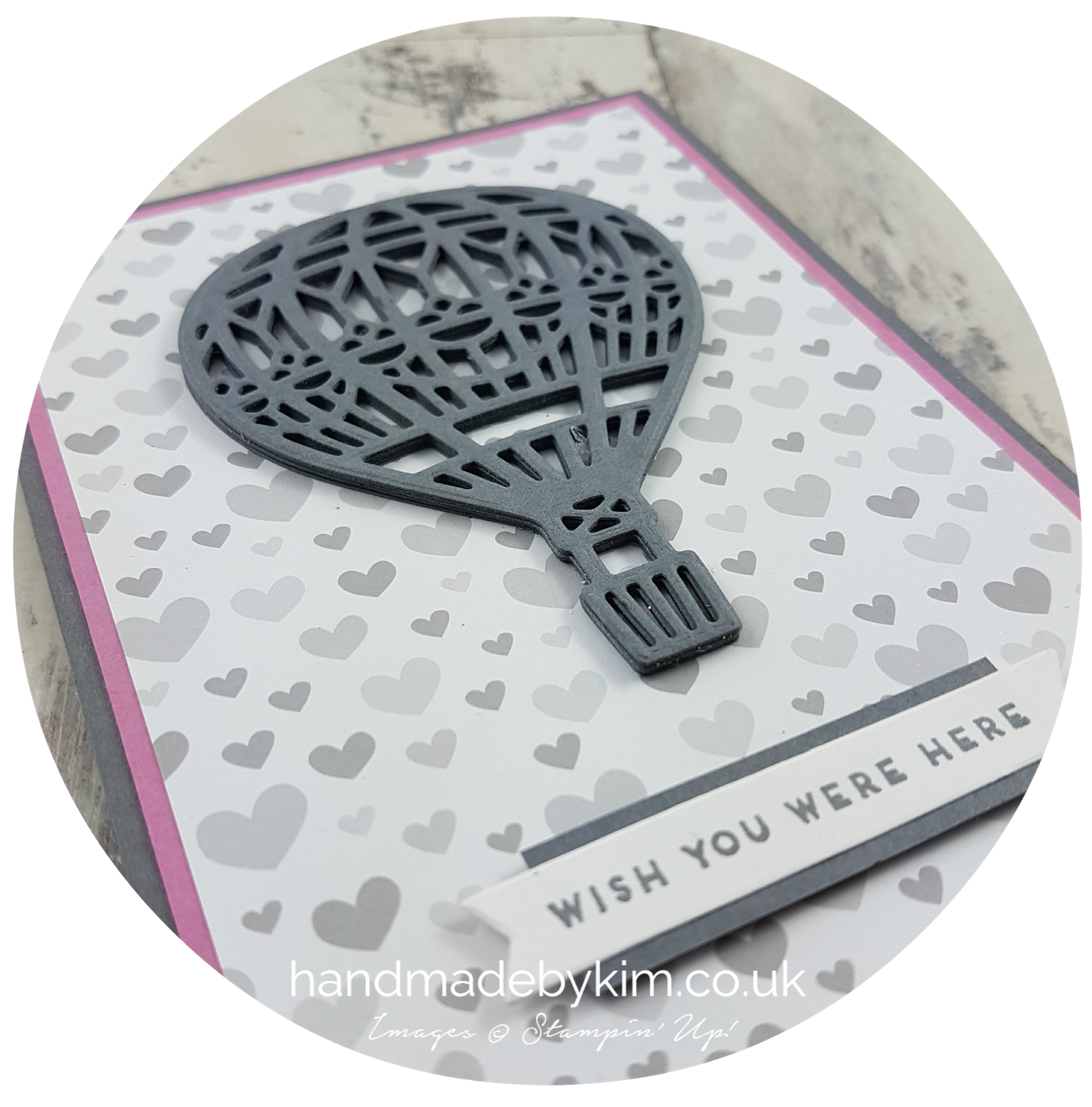 Wish you were here handmade card using Up & Away Thinlits Dies by Stampin' Up! Kim Price