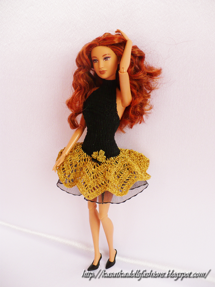 KasatkaDollsFashions: Коктейльное платье для кукол Барби Золото в ночи ...