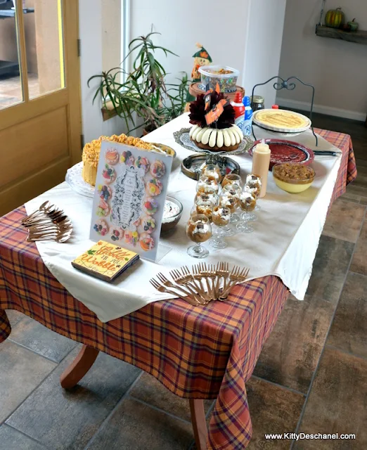 dessert table set for thanksgiving