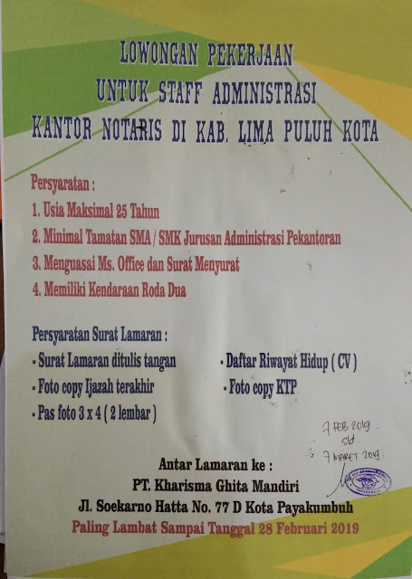 Lowongan Kerja Bagian Staff Administrasi Pt Kharisma Ghita Mandiri Career Job Opportunities