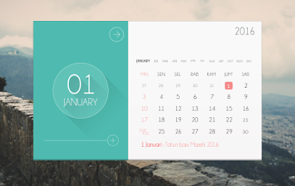Download Flat Desain Template Kalender 2016 Gratis