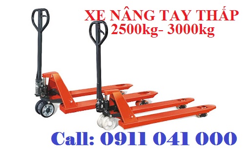 Bán xe nâng tay thấp, xe nâng tay càng dài 2500kg, 3000kg, 5000kg giá thấp bảo hành 24 tháng