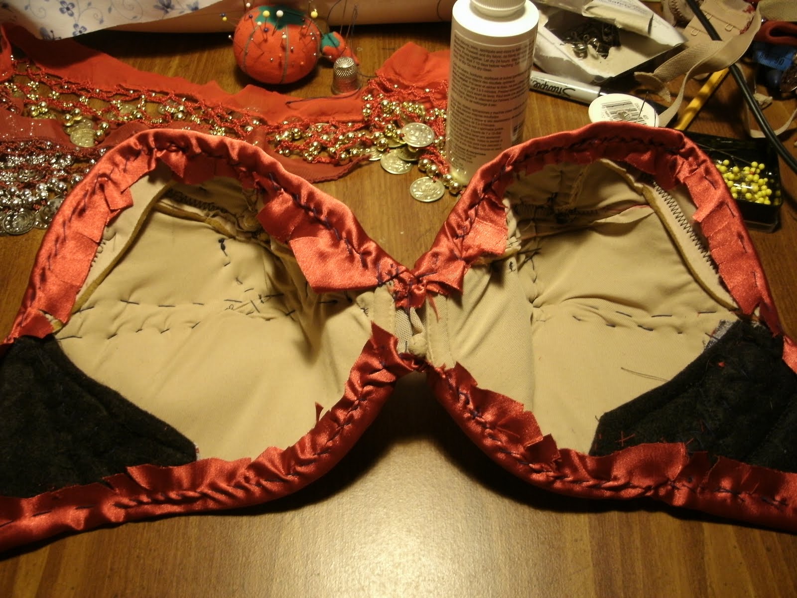 Naima's Bellydance Blog: Coin Wrap to Bedlah Sew Along Task 3: Cover the Bra  Base with Fabric