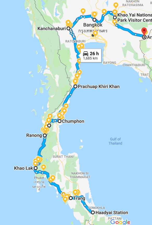 Oblivious to Where I'm Going Route Info Road Trip Southern Thailand