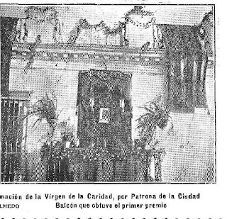 Balcón ganador del concurso de adornos florales con motivo del III Centenarío de la Virgen de la Caridad ( Revista la Unión Ilustrada 1918)