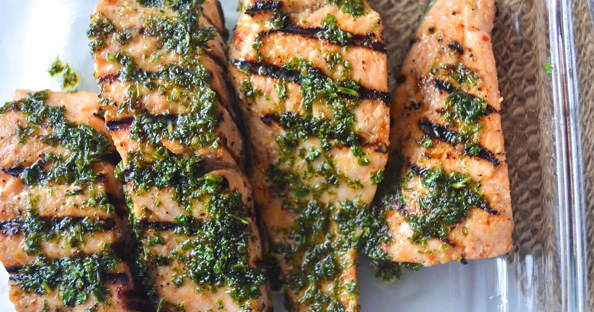 Greedy Girl Garlic Grilled Salmon with parsley butter