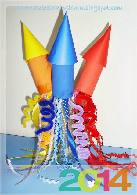 fajerwerki, petardy z rolek do papieru dla dzieci na nowy rok