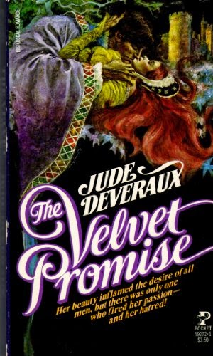 Cover description: old-school cover featuring a drawing of a man wearing a purple robe kissing a red-haired woman wearing a yellow dress.