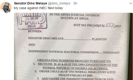 Dino Melaye Sues INEC