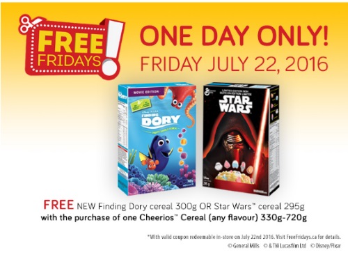 Free Finding Dory or Star Wars Cereal Coupon