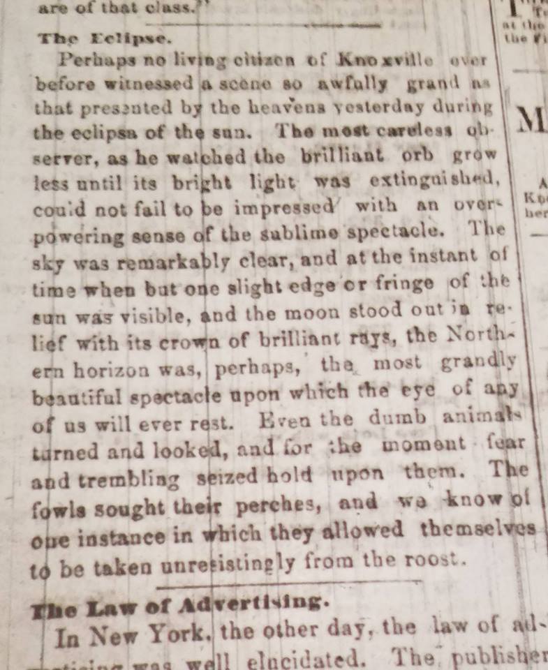 Musings of a 19th Century American Historian Solar Eclipse of August 7