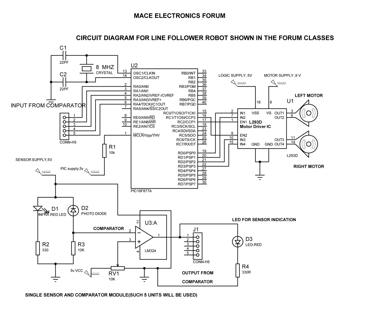 Electronics Forum: LINE FOLLOWER CIRCUIT DIAGRAM SHOWN IN FORUM CLASSES