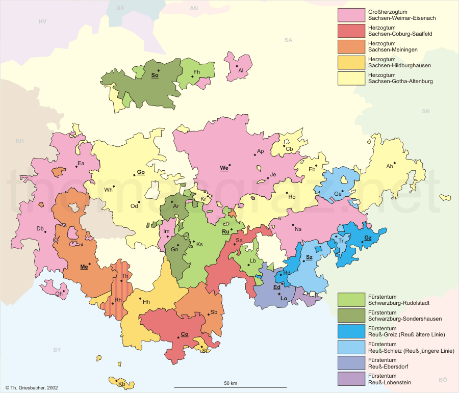 Karte der Provinz Thüringen | Karte von Deutschland Stadt Regionalen