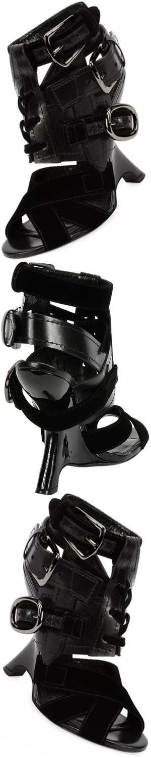 TOM FORD Multi-Strap 110mm Wedge Sandal, Black