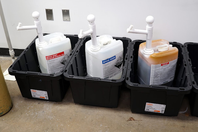 The chemicals we use to clean and sanitize our brewery.