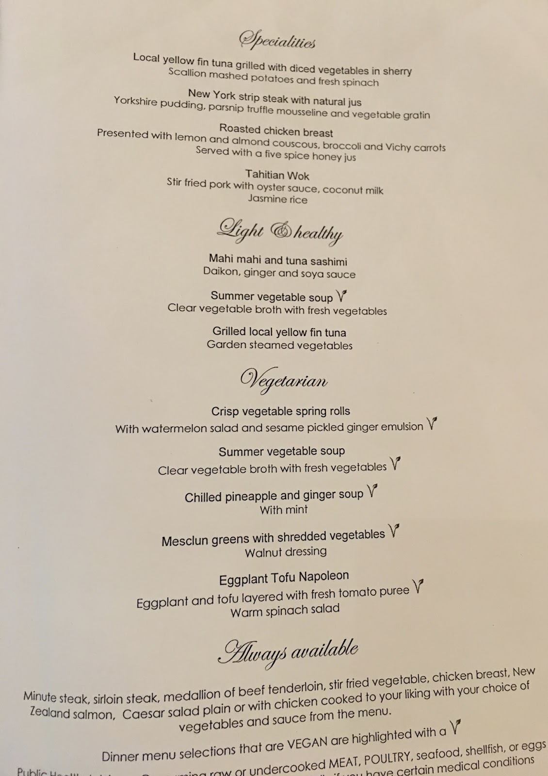 paul gauguin cruise menus