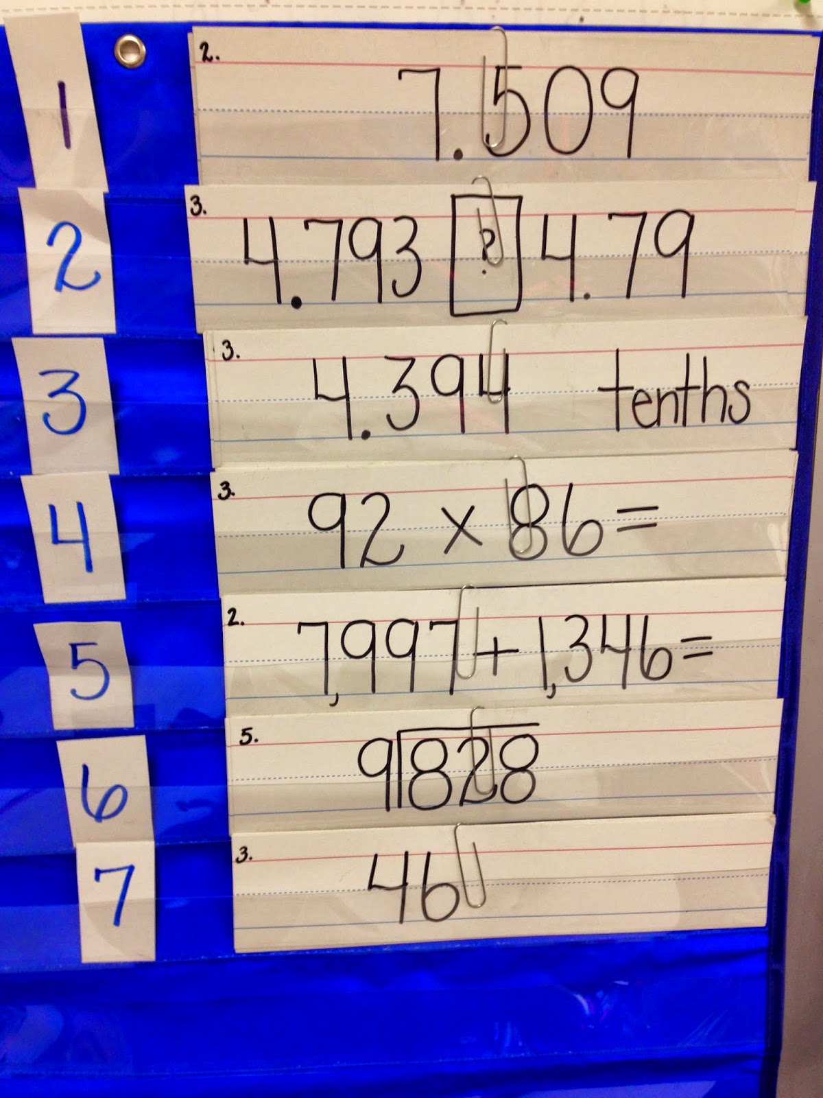 Teaching with Heart Matters Pocket chart math A spiraling tool