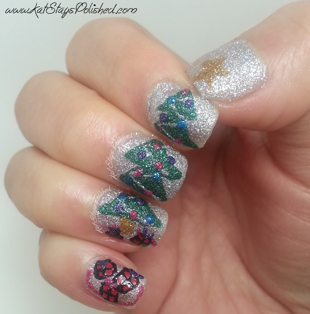 JulieG Holiday Frosted Gum Drops - Christmas Tree Nail Art