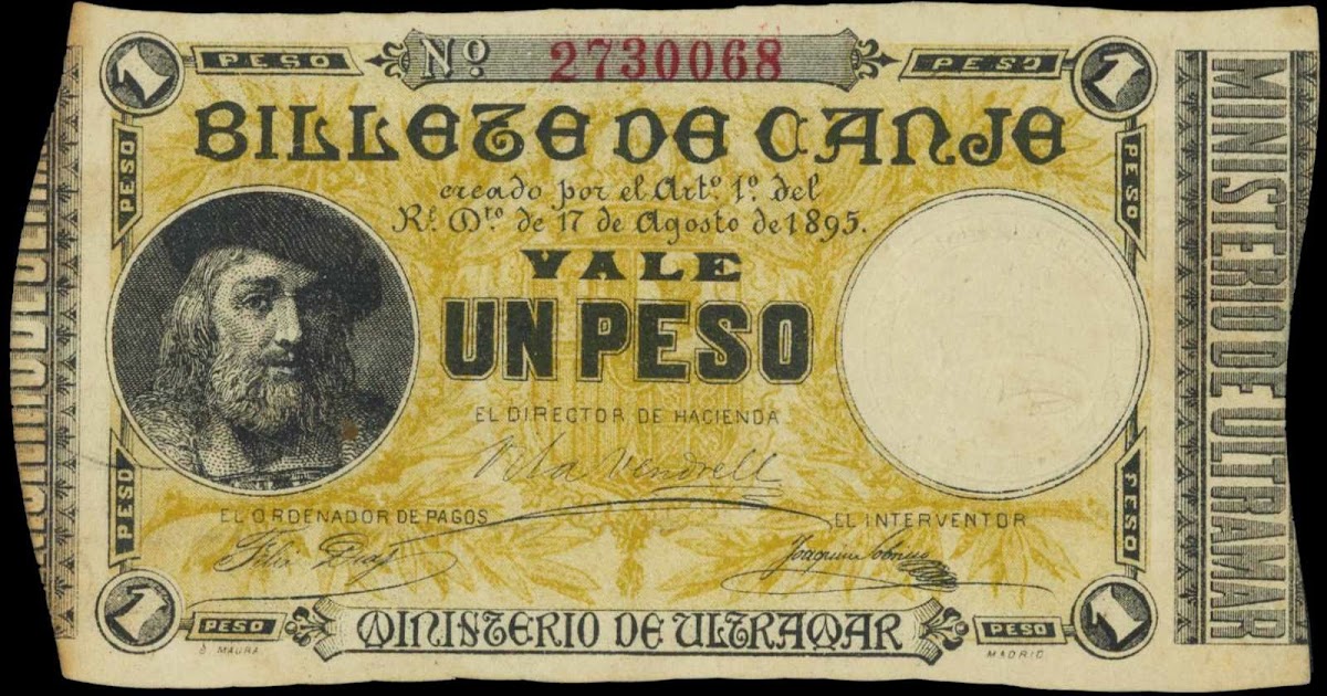 Puerto Rico 1 Peso Exchange Note 1895 Billete de CanjeWorld Banknotes