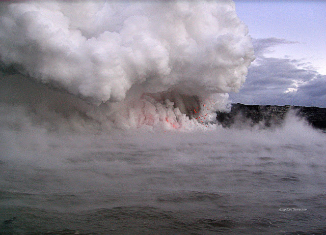 Kilauea volcano geology tour helicopter boat lava ocean entry photographs copyright RocDocTravel.com