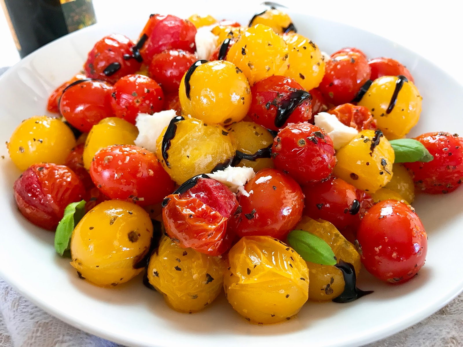 Blistered Tomato Salad with Feta and Balsamic Glaze