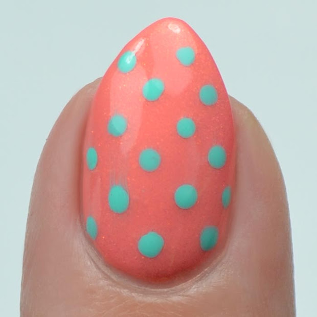 summery coral & teal polka dots
