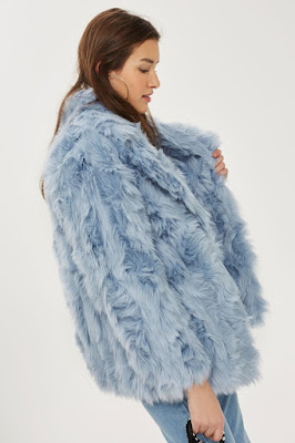 blue faux fur jacket/coat