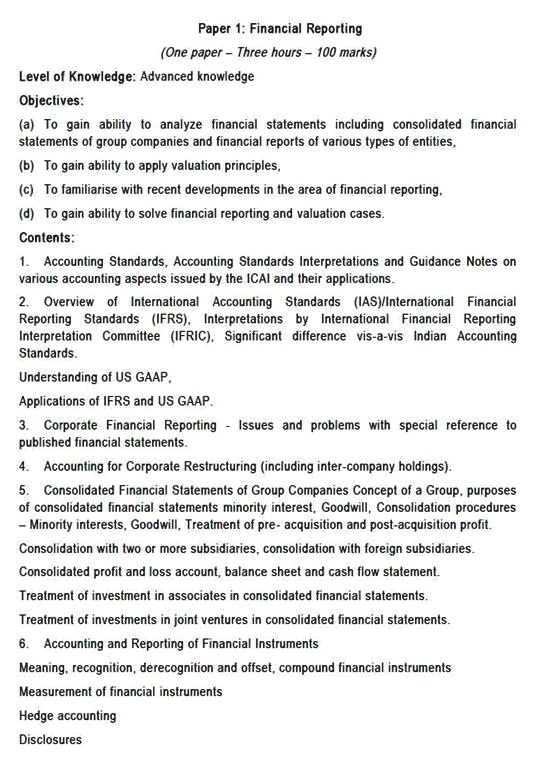 SYLLABUS PAPER 1 CA FINAL FINANCIAL REPORTING