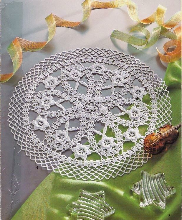 مفرش دائري كروشيه ليسيه رقيق جدا ديكور مع الباترون