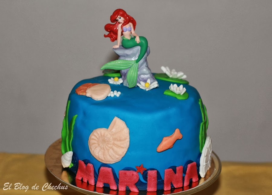 tartas decoradas, La Sirenita, Tarta de la Sirenita, el blog de chechus, Chechus Cupcakes