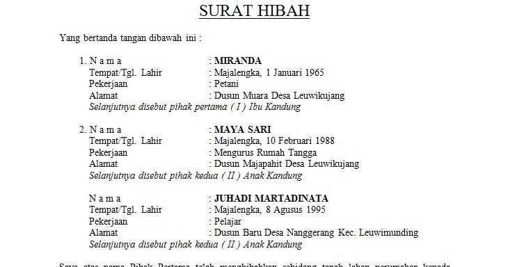 Contoh Surat Penyerahan Tanah Wakaf Contoh Surat