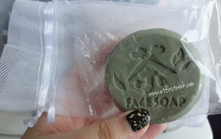 Daiso green tea soap with foaming net